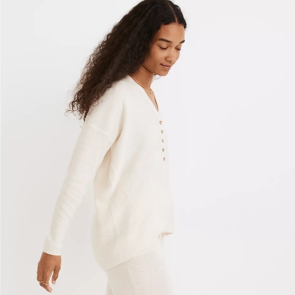 Madewell Asherton Waffle Henley Sweater SZ XXS